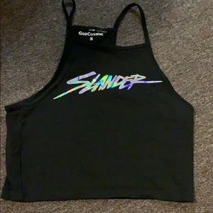Slander halter crop top small holographic